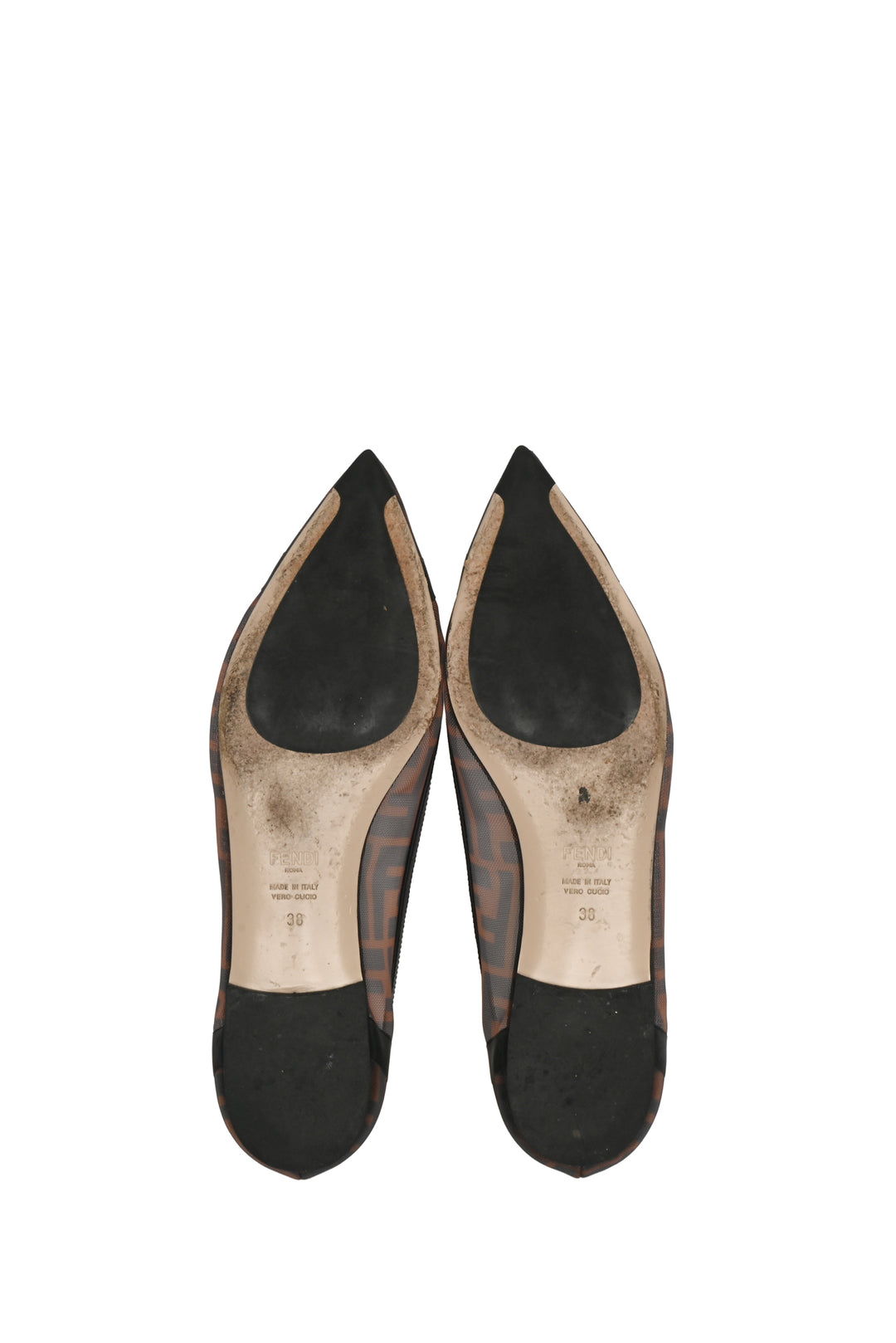 Fendi Size 38 Zucca Mesh Ballerina Flats