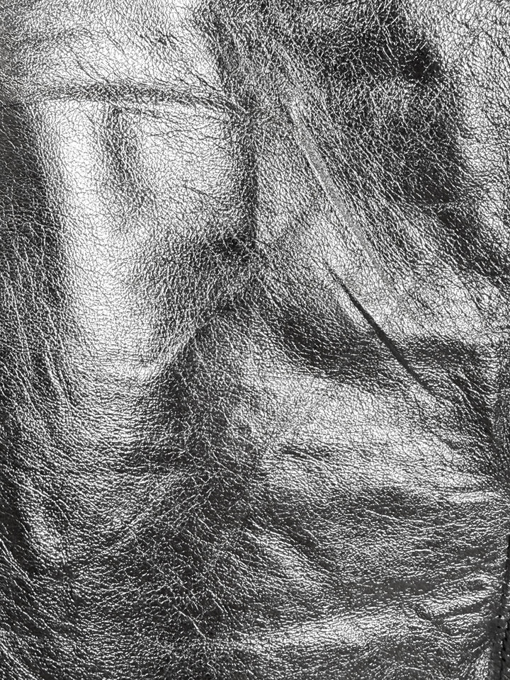 Iro Size 40 Key Metallic Silver Lamb Leather Tapered Pants