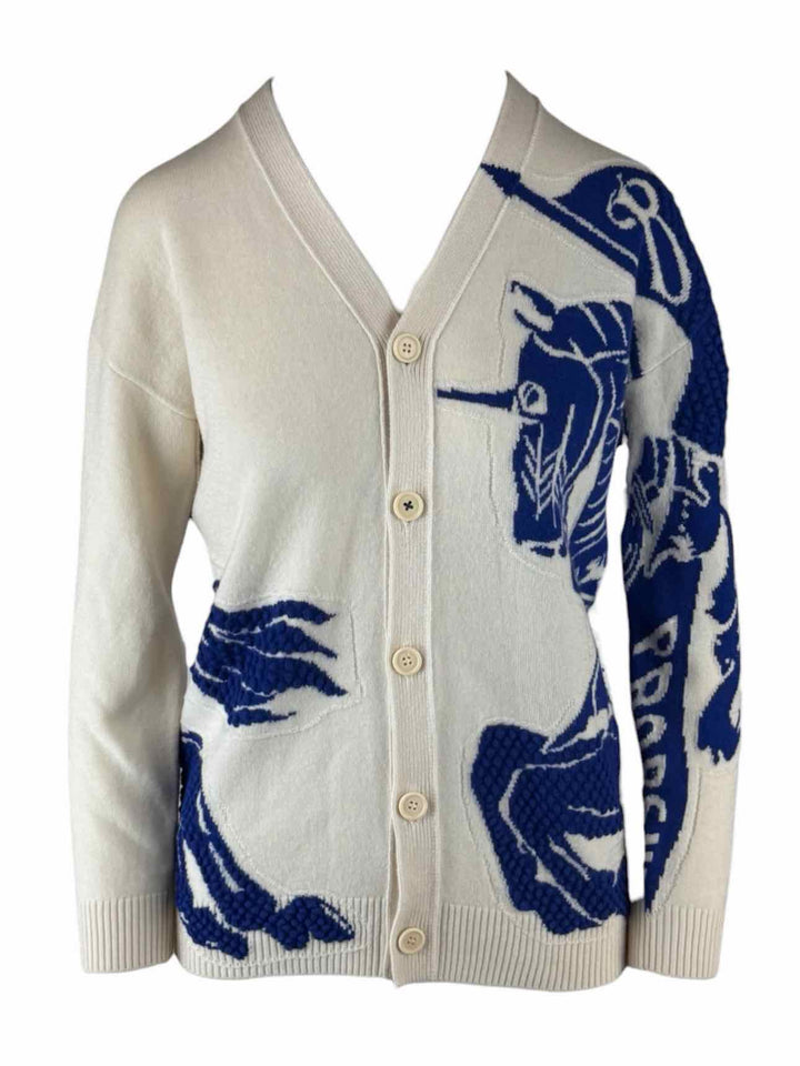 Burberry Size S YOUTH Intarsia Wool & Cashmere Cardigan