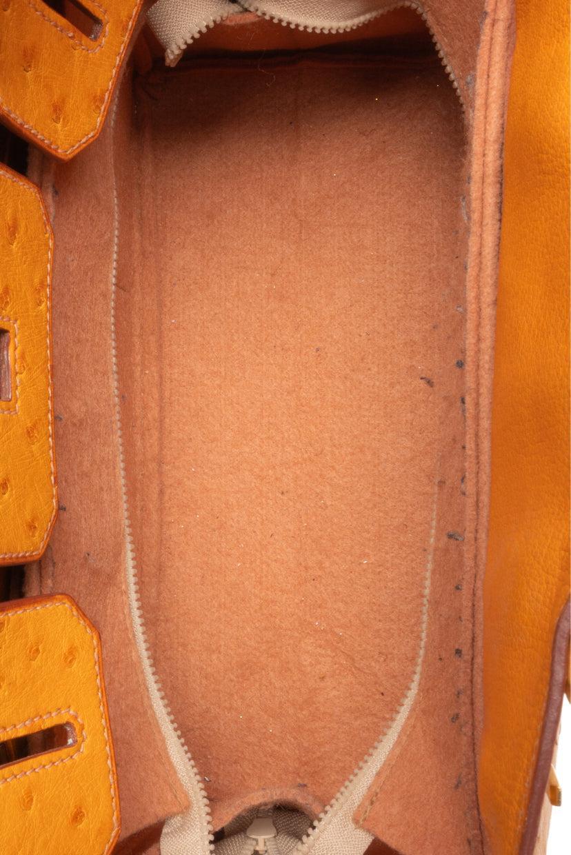 Hermes 1999 Saffron Ostrich Leather Birkin 30