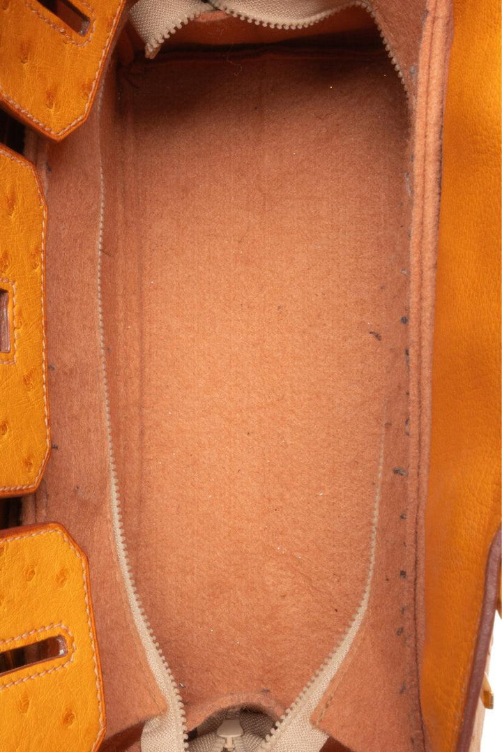 Hermes 1999 Saffron Ostrich Leather Birkin 30