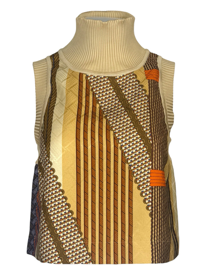 Hermes Size 8 "Dressage Tressage" Short Mixed Knit Tank Top