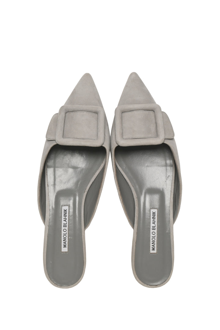 Manolo Blahnik Size 39.5 Maysale Suede Mules