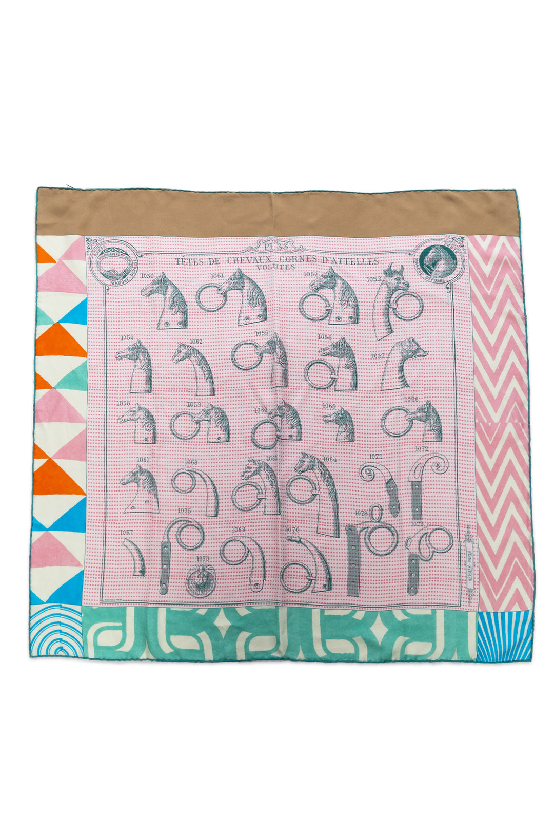 Hermes 'Tetes de Chevaux d'Attelles Volutes' Silk Scarf