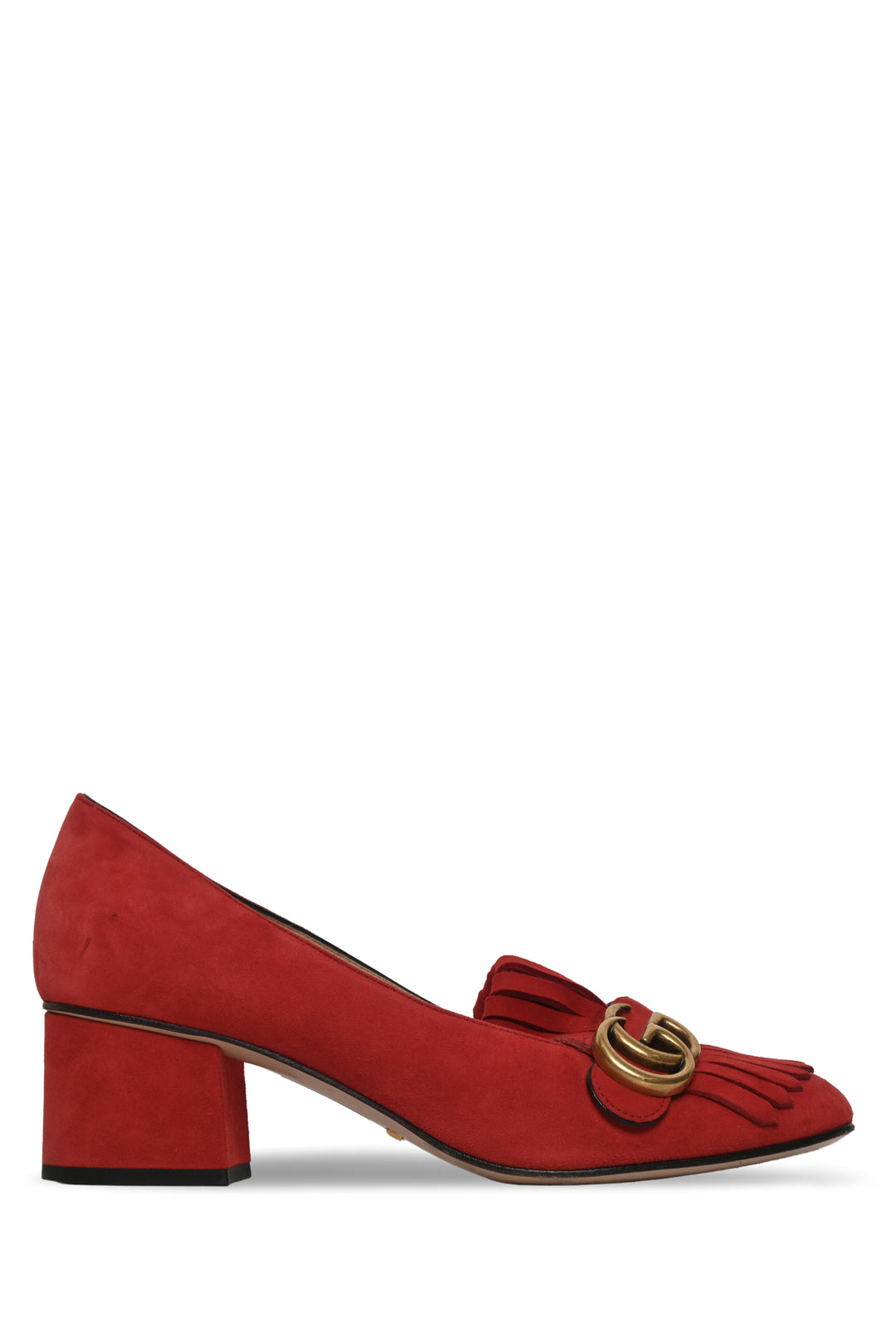 Gucci Size 38.5 Suede Marmont Loafer Mid-Heel Pumps