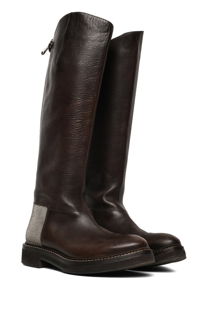 Brunello Cucinelli Size 40 Monili Bead Riding Boots