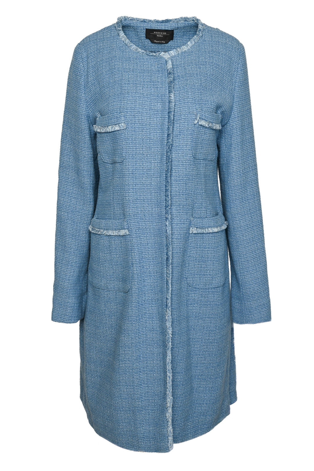 Weekend Max Mara Size 14 Fringe Edge Tweed Coat