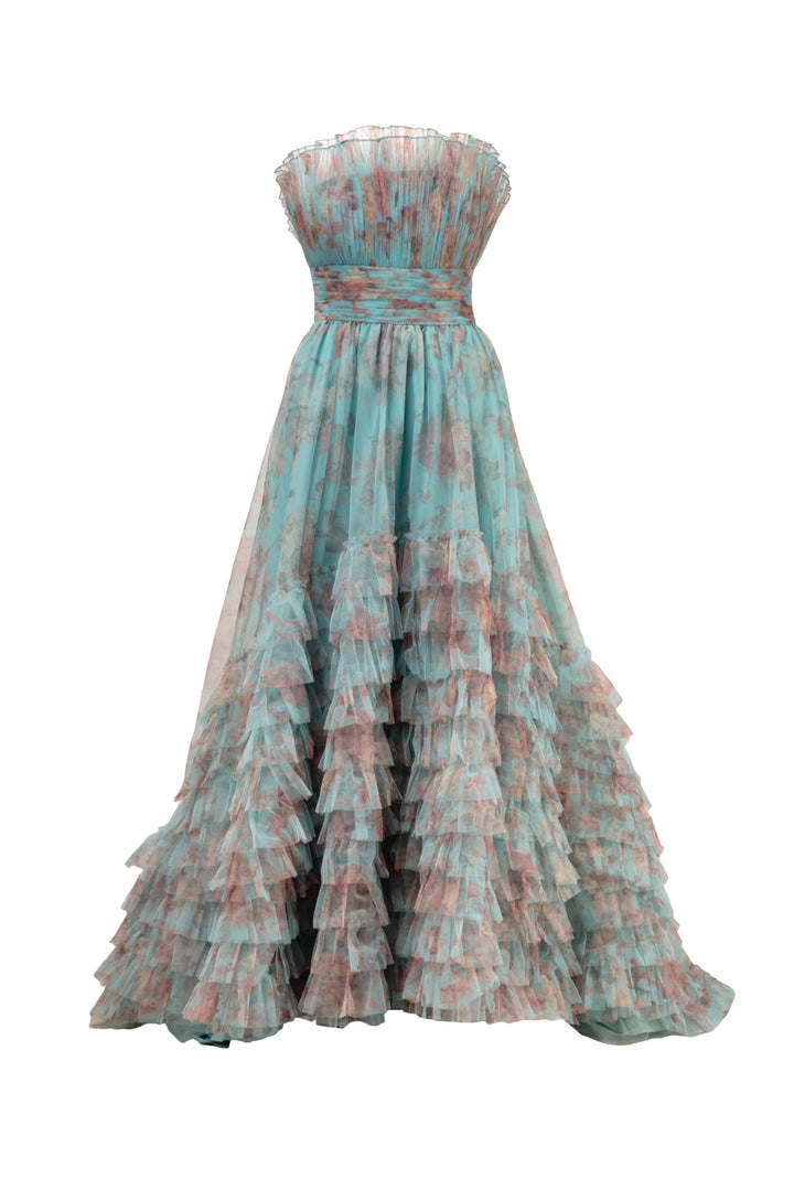 Amarra Size 8 Strapless Ruffles Gown