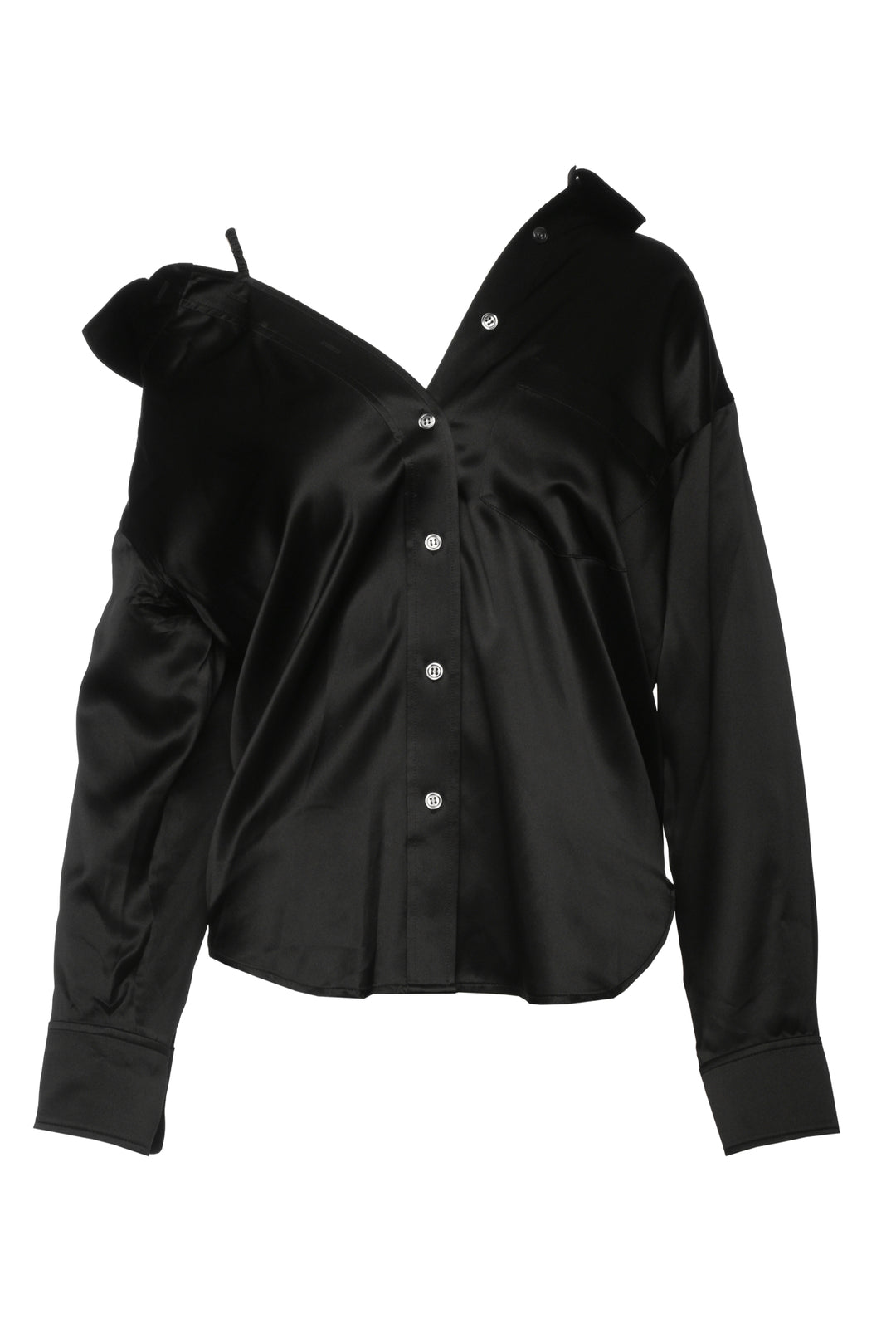 T Alexander Wang Size XS Silk Charmeuse Off-The-Shoulder Shirt