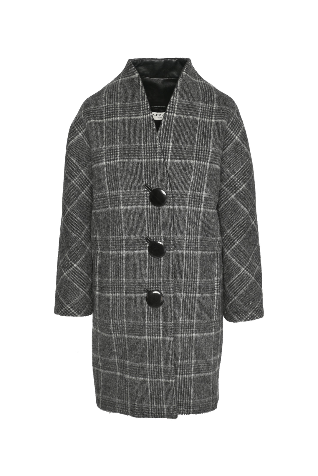 Balenciaga Size XS 2015 Checked Brushed Wool-Blend Coat
