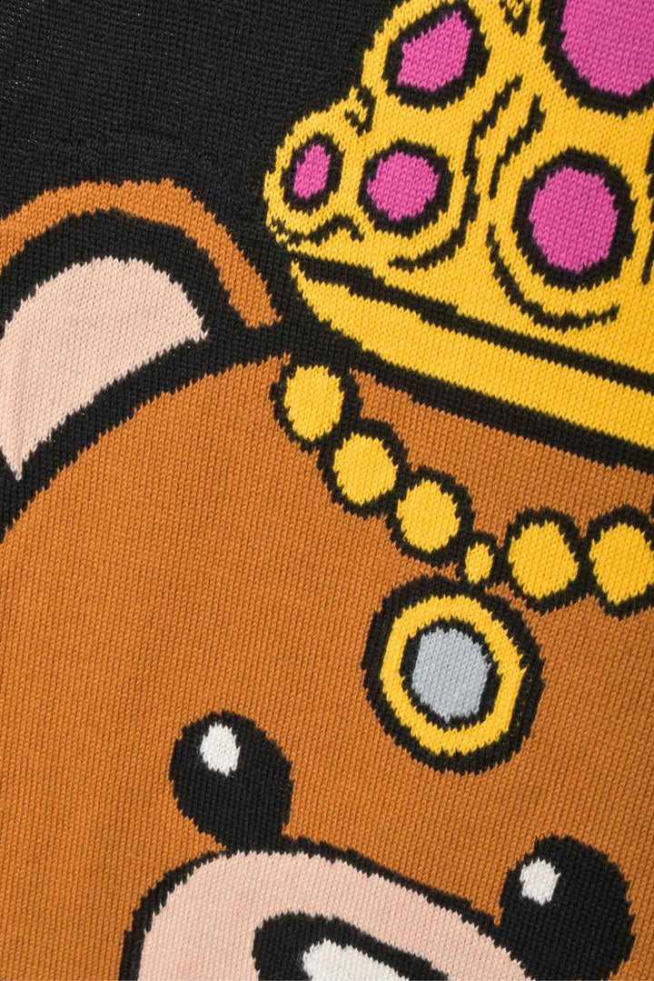 Moschino Couture Size S Jeremy Scott Crowned Teddy Bear Sweater Dress