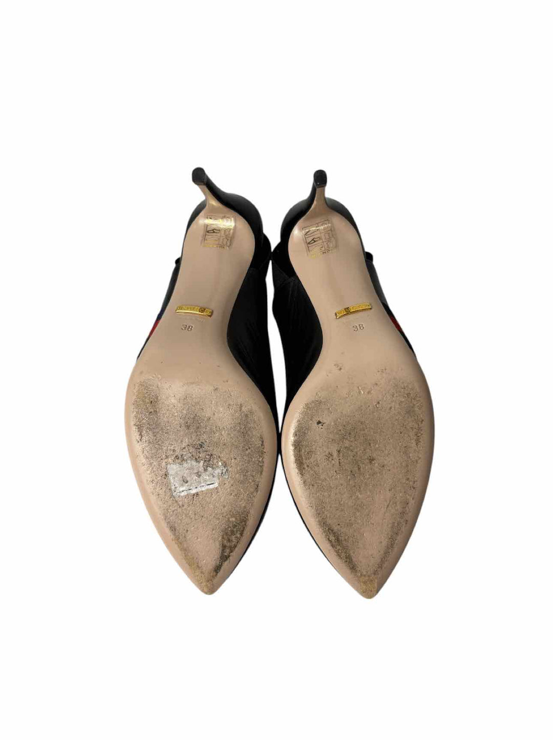 Gucci Size 38 Sylvie Web Embroidered Bee Leather Slingback Pumps