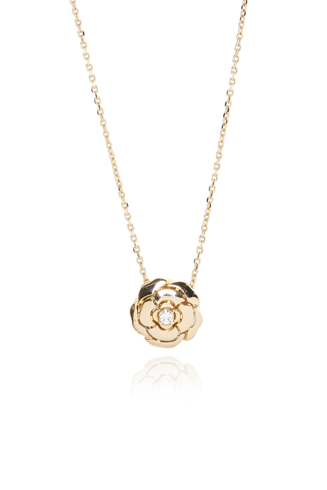 Chanel 18K Rose Gold & Diamond Extrait De Camelia Necklace