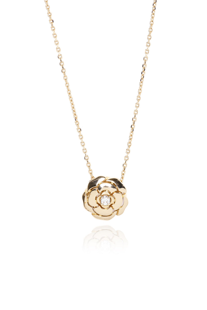 Chanel 18K Rose Gold & Diamond Extrait De Camelia Necklace