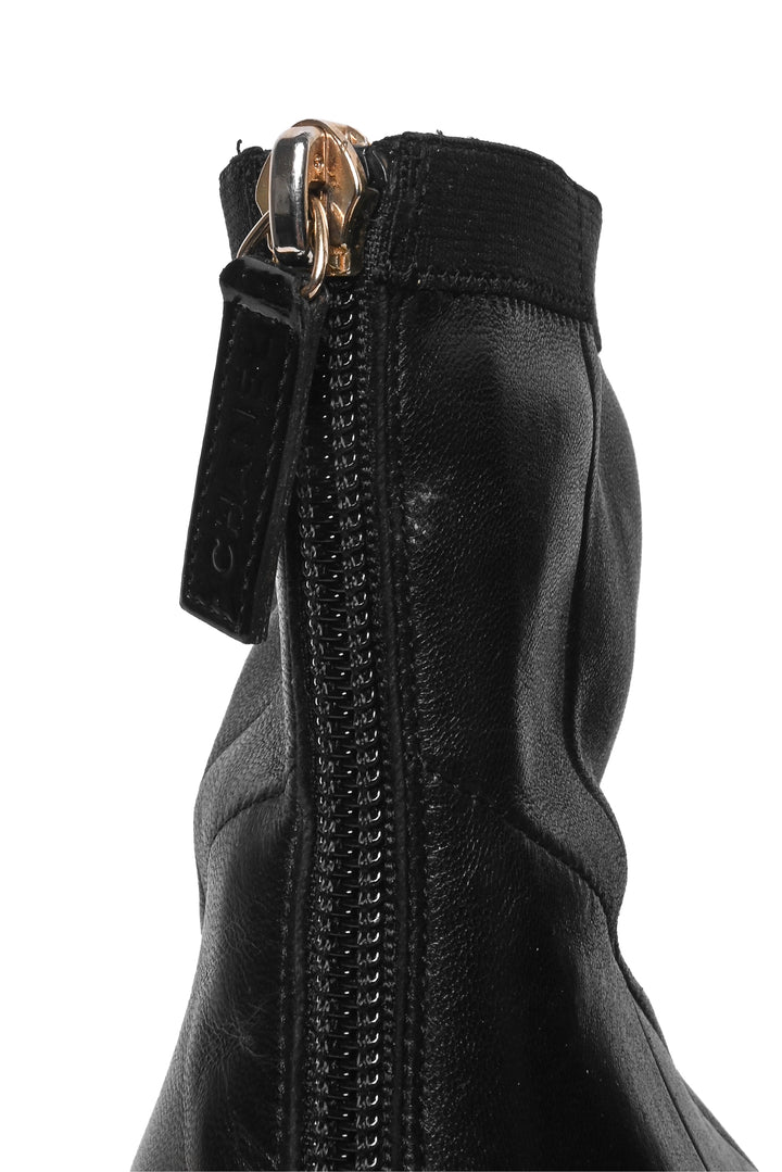 Chanel Size 39 Ruffle Cap Toe Ankle Boots