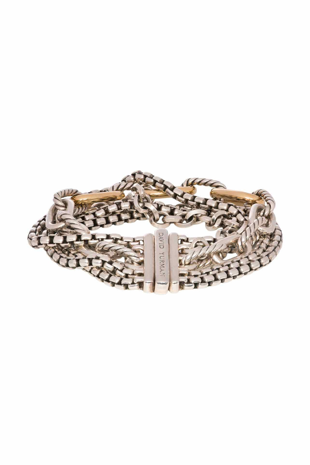 David Yurman Silver with 18K Gold Multi Row Chain Bracelet