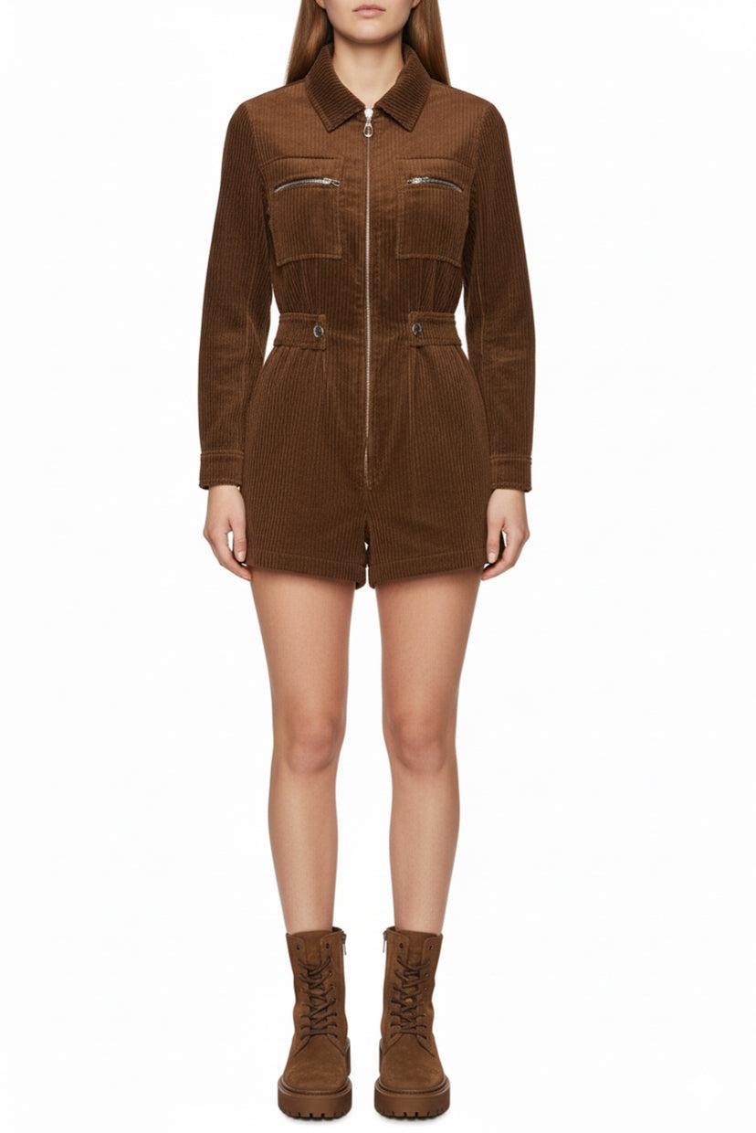 Sandro Size 34 Long Sleeved Corduroy Jumpsuit