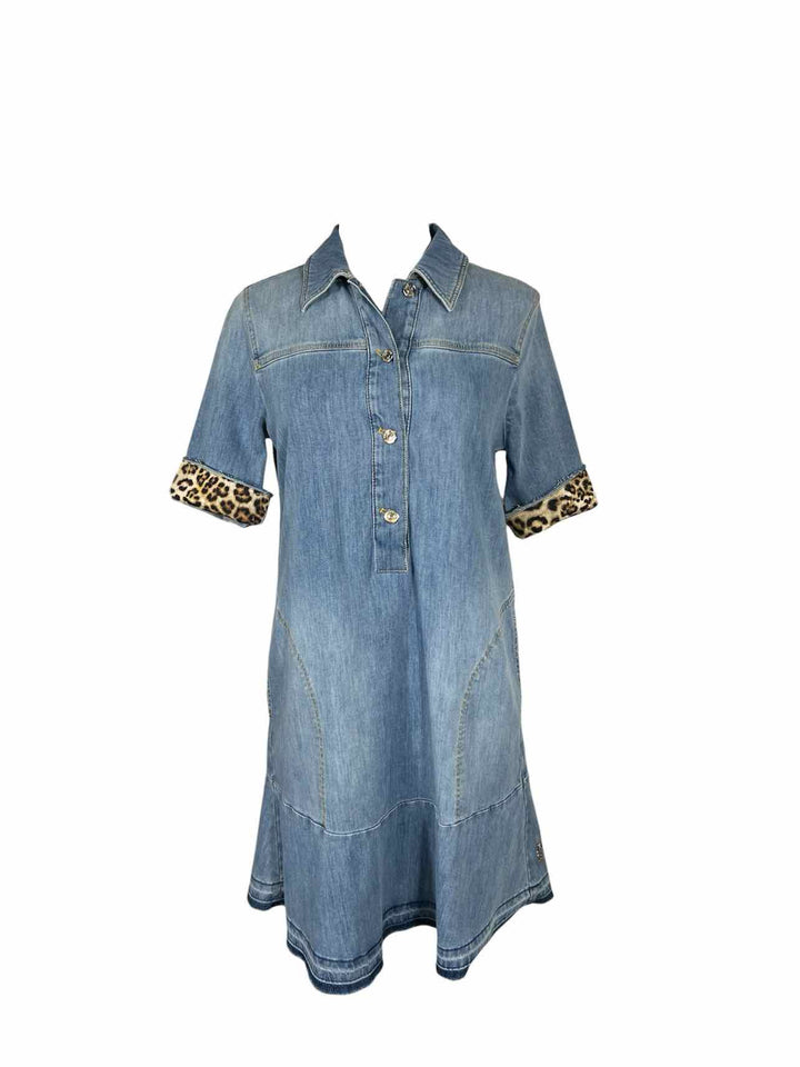 Marccain Sports Size 1 Denim & Leopard Accent Dress