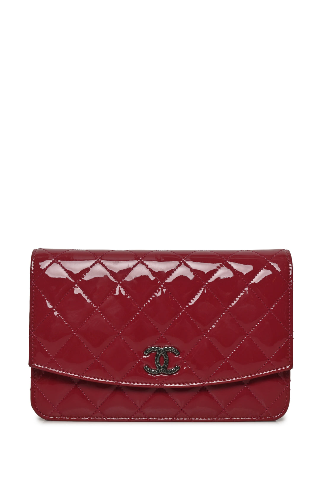 Chanel 2014-2015 Quilted Patent Leather Brilliant Wallet On Chain Crossbody