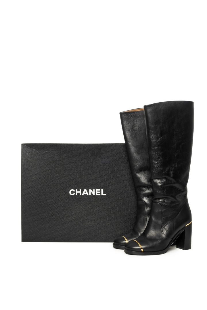 Chanel Size 37 Knee High Leather Boots
