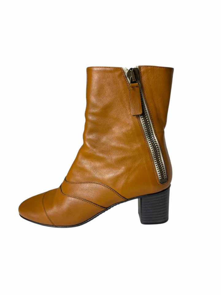 Chloe Size 38.5 Leather Side Zippers Ankle Boots