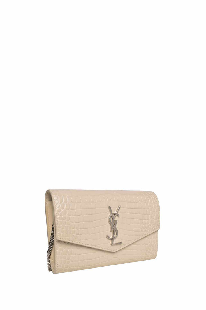 Saint Laurent 2020 Croc Embossed Uptown Chain Wallet Crossbody