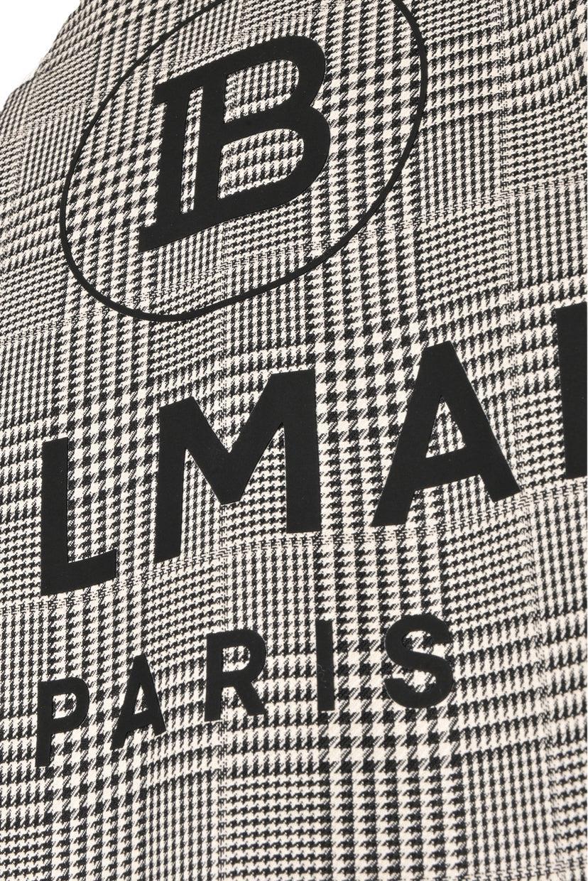 Balmain Size 52 Men's Prince of Wales Logo Bomber Jacket