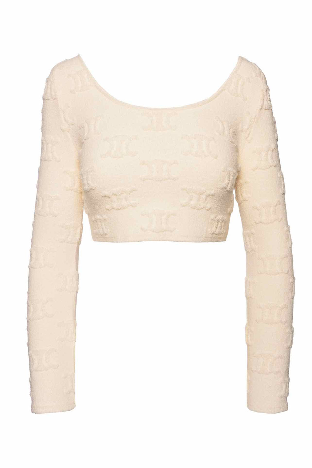 Celine Size S Triomphe Terry Cotton Crop Tops