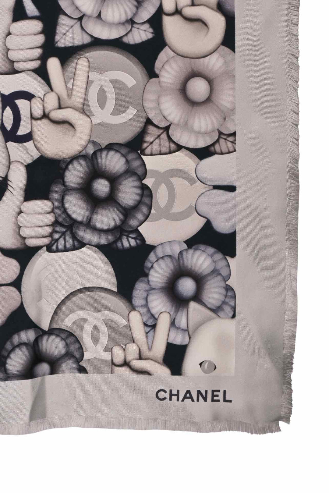 Chanel Cat Emoticon Silk Scarf