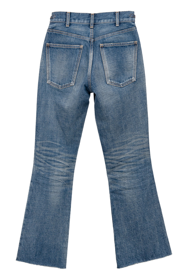 Celine Size 25 Triomphe Signature Cut Off Flare Jeans