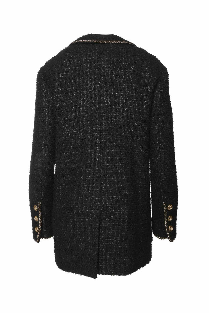 Chanel Size 2 Gold Chain Trim Tweed Blazer