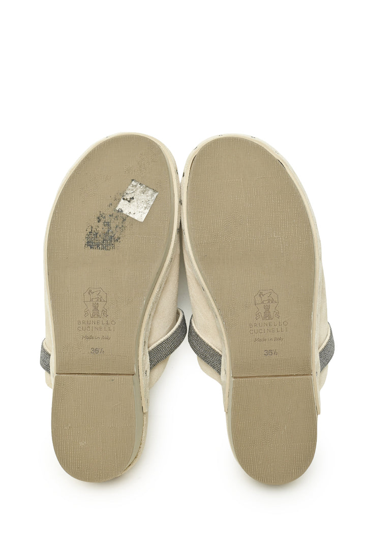 Brunello Cucinelli Size 36.5 Monili Suede Clogs