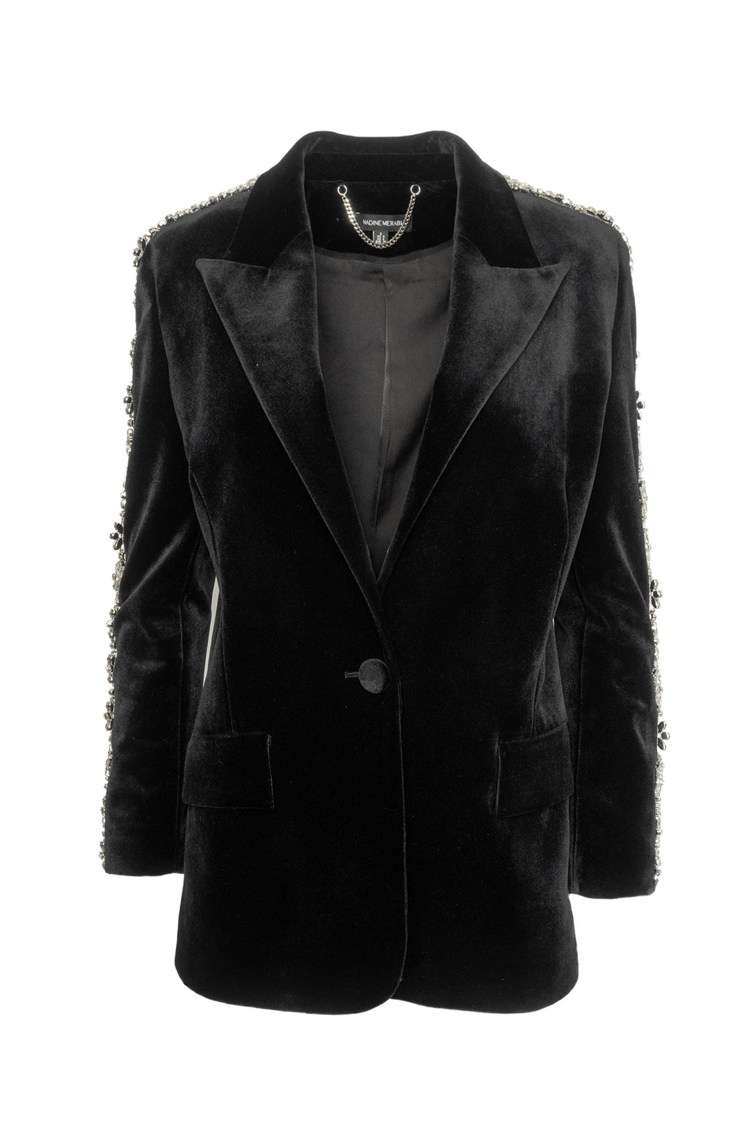 Nadine Merabi Size 4 Velvet Embellished Blazer