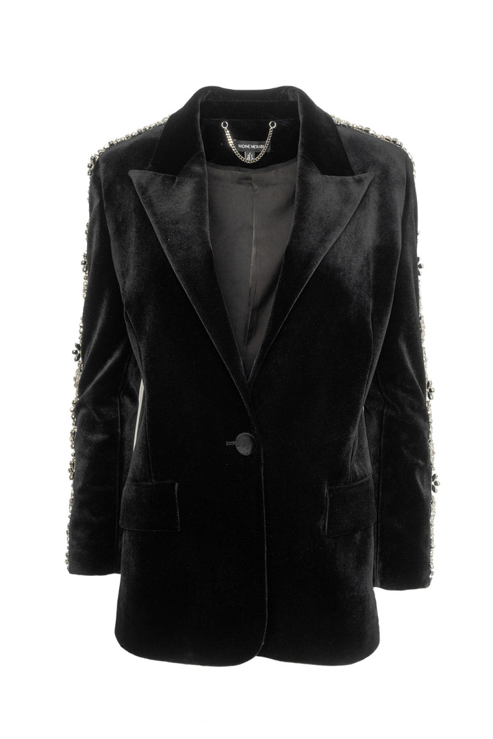 Nadine Merabi Size 4 Velvet Embellished Blazer