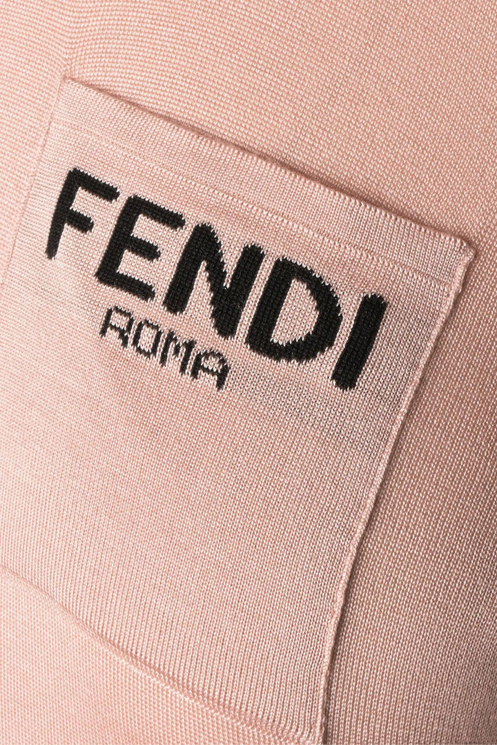 Fendi Size 2 2020 Logo Silk Knit Mock Neck Pullover Sweater