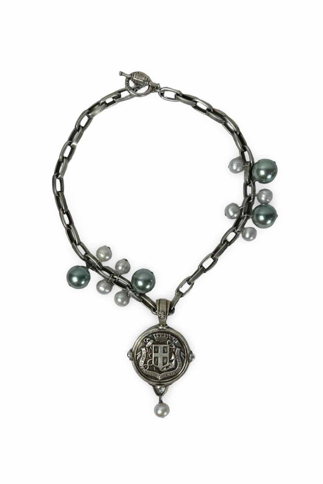 French Kande Lyon Fabre Medal Necklace