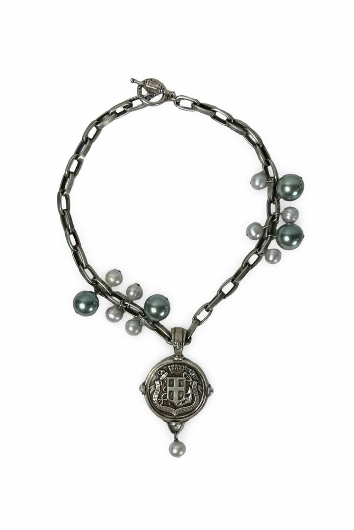 French Kande Lyon Fabre Medal Necklace