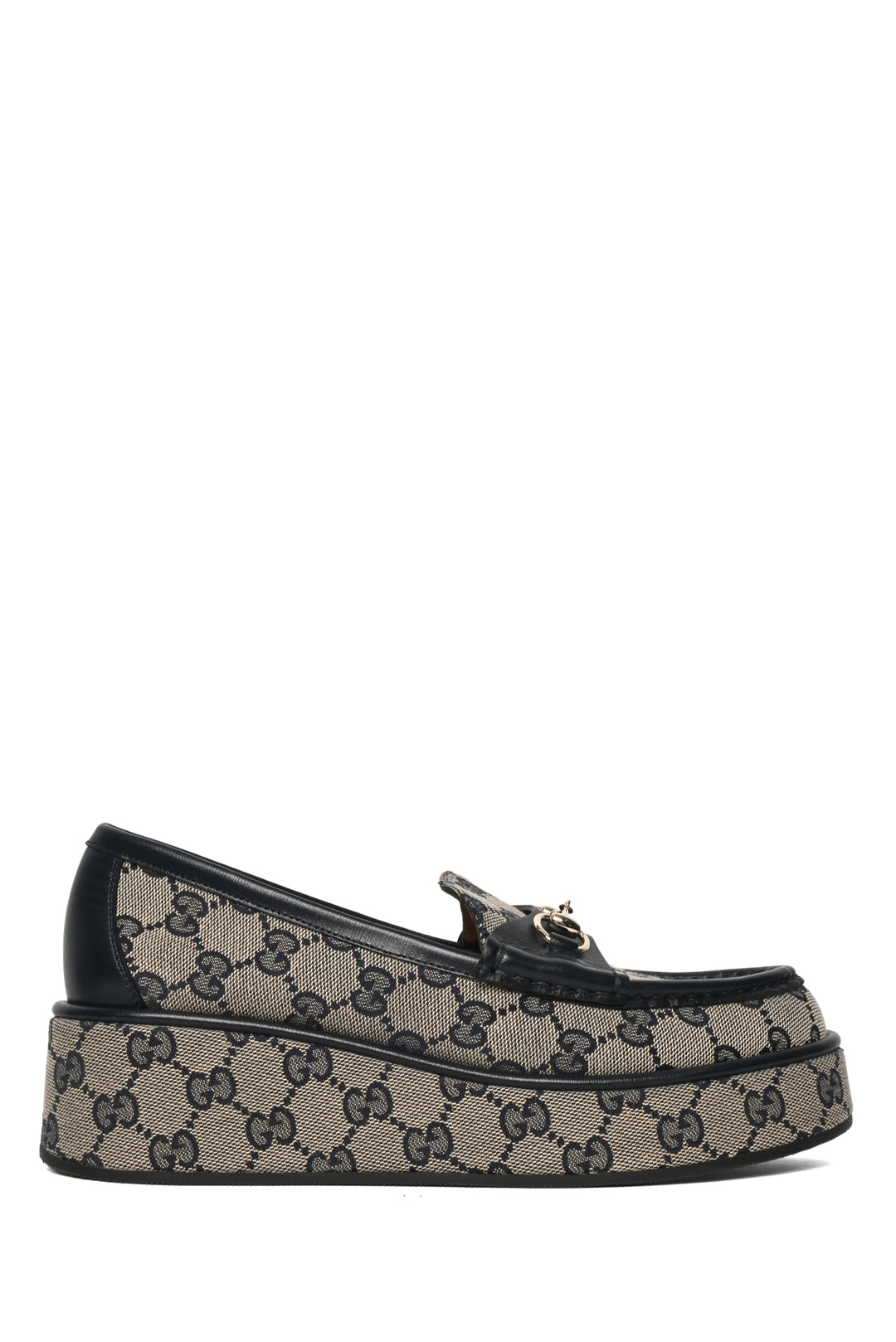 Gucci Size 37.5 Horsebit Wedge Loafers