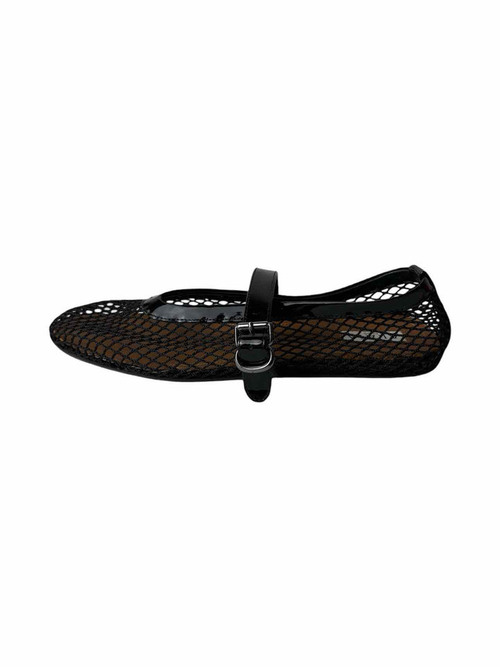 Alaia Size 40 Black Fishnet Ballerina Flats