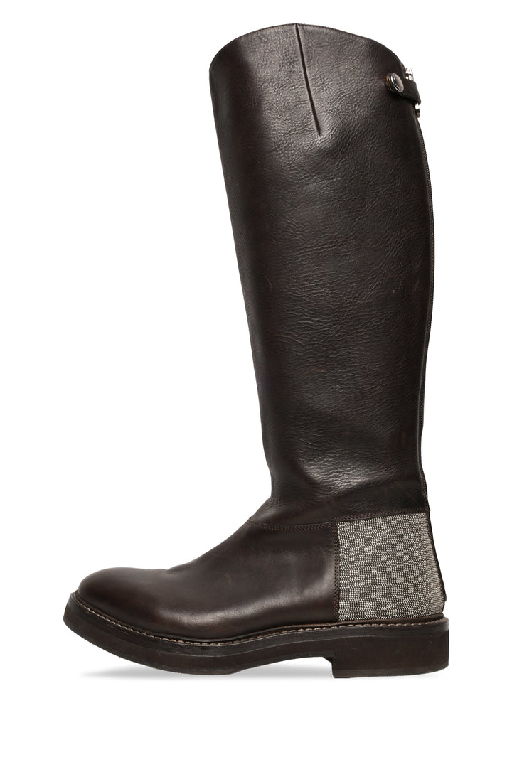Brunello Cucinelli Size 40 Monili Bead Riding Boots