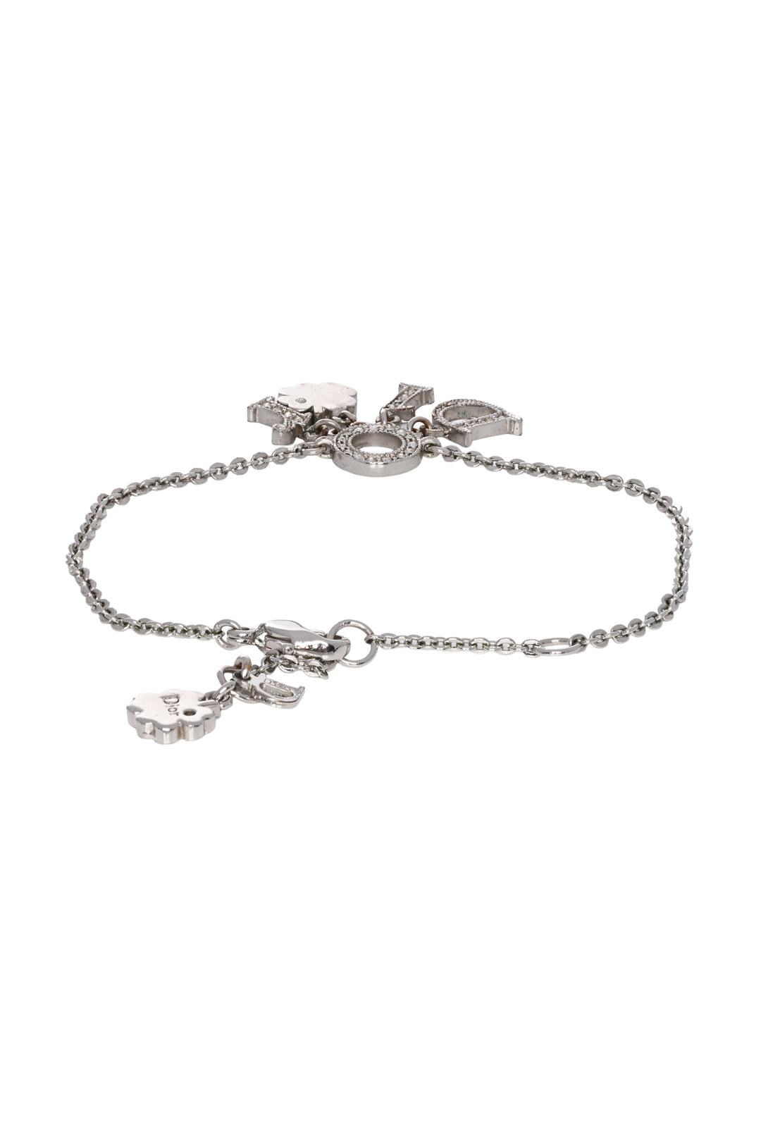 Dior Crystal Clover Logo Charm Bracelet