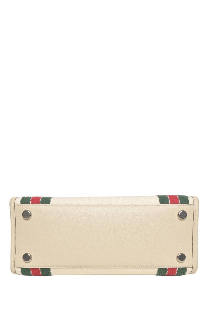 Gucci Interlocking G Embroidered Web Trim 2way Canvas Tote