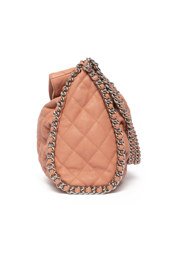 Chanel 2011 Quilted Leather Chain Around Hobo Shoulder Bag