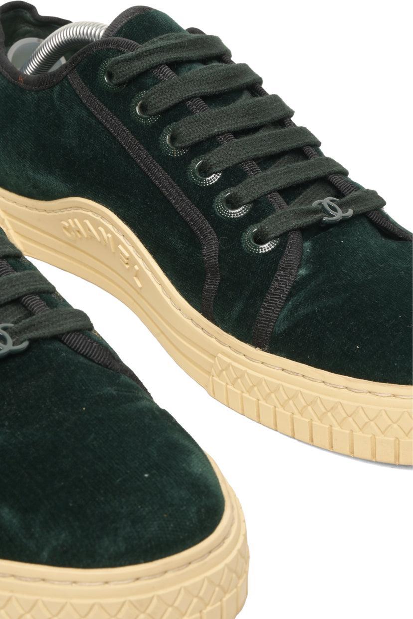 Chanel Size 39 Interlocking Logo Velvet Sneakers