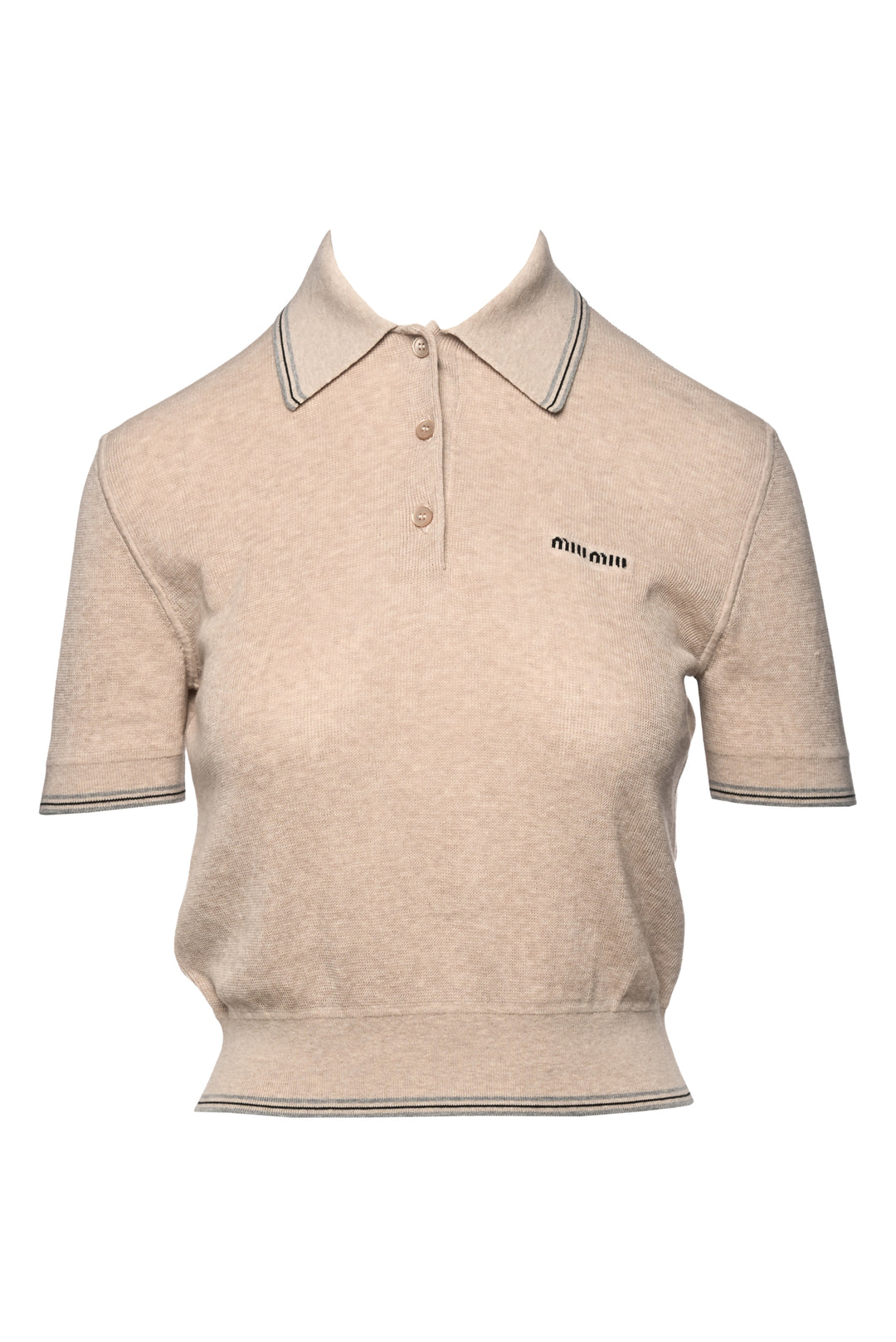 Miu Miu Size 38 2024 Cotton Knit Polo Shirt