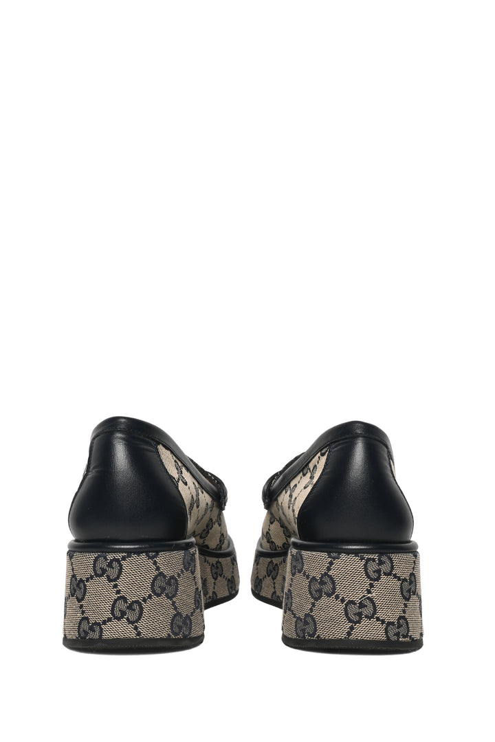 Gucci Size 37.5 Horsebit Wedge Loafers