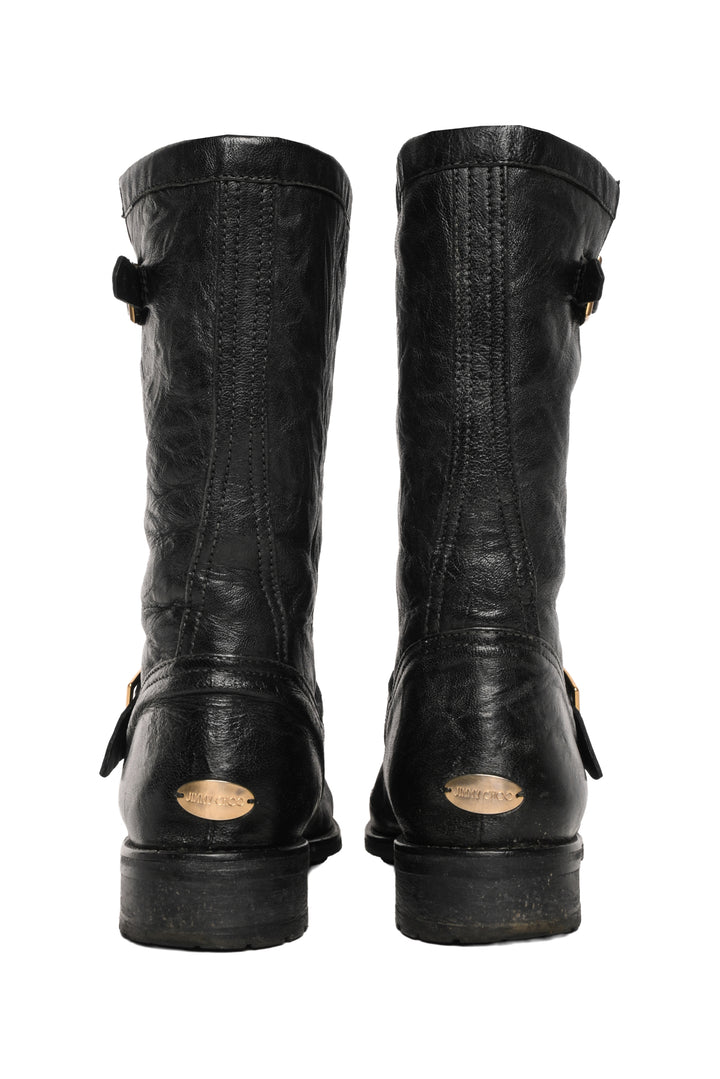 Jimmy Choo Size 38 Shearling Lined Biker Ankle Boots