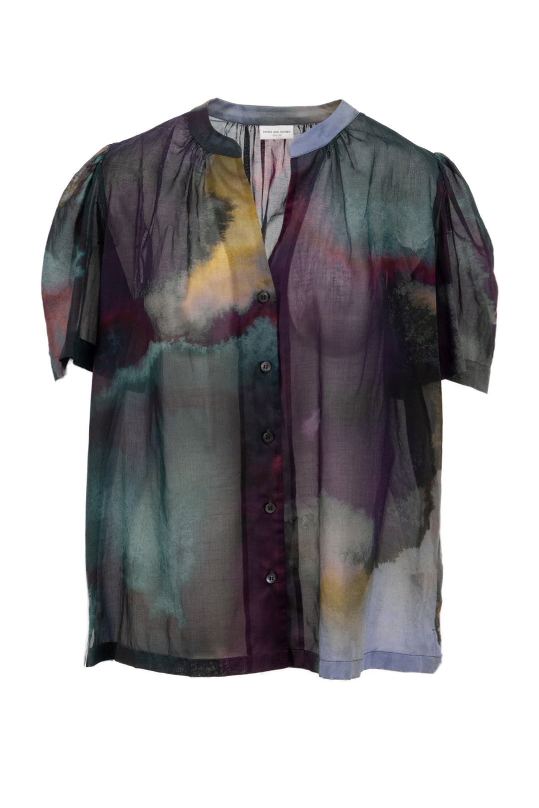 Dries Van Noten Size 36 Puff Sleeve Sheer Shirt
