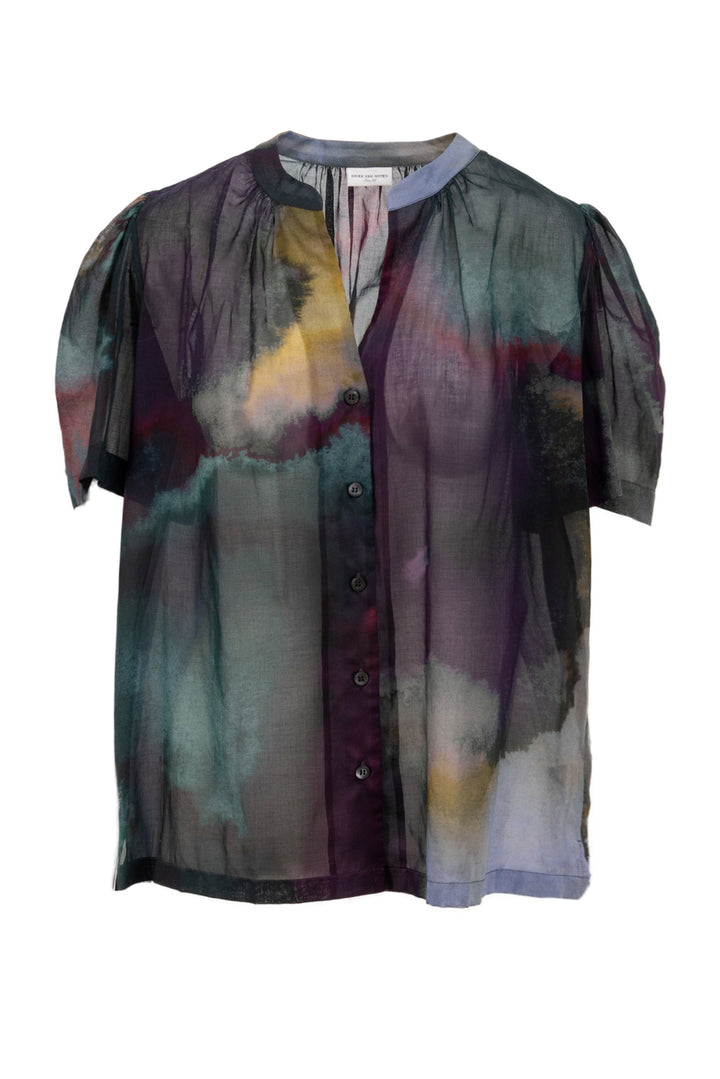 Dries Van Noten Size 36 Puff Sleeve Sheer Shirt