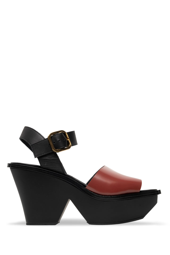 Marni Size 39 Leather Anatomic Platform Wedge Sandals